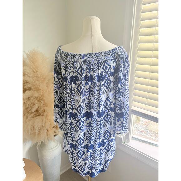 NWT Lilly Pulitzer Nita Off Shoulder Cover Up Dress Womens XXS Blue White - Picture 6 of 8